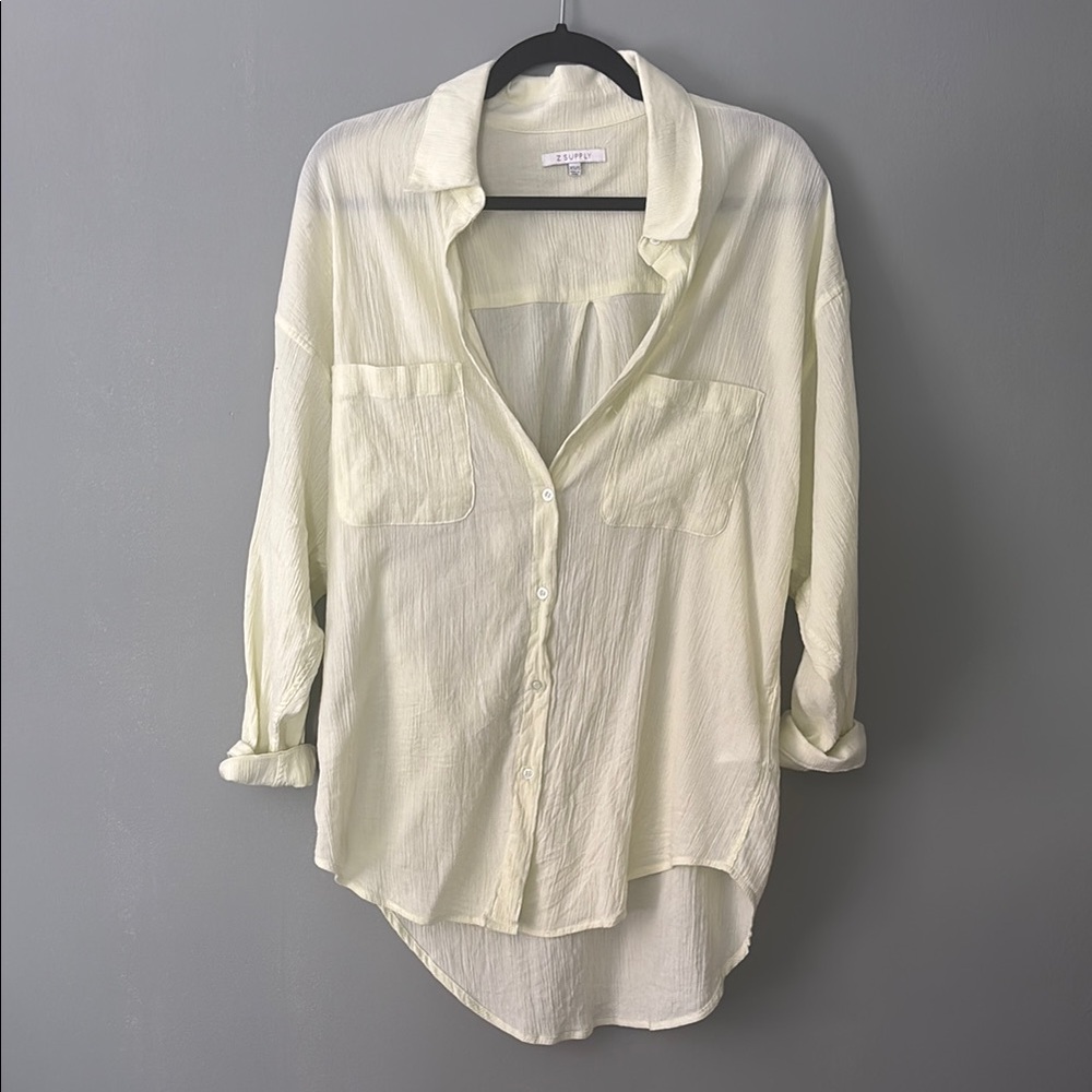 Z Supply lime green button up shirt